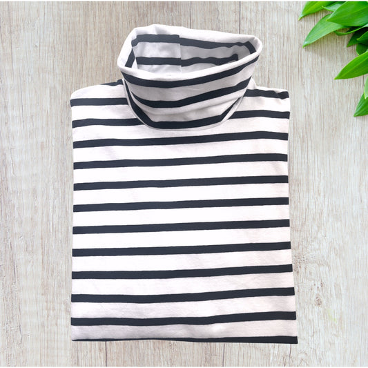 Navy Stripe Roll Neck Skivvy