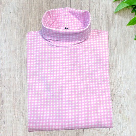 Pretty Pink Gingham Roll Neck Skivvy
