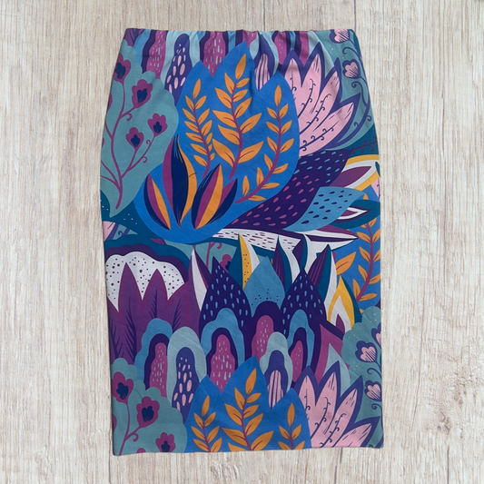 Cotton Lycra Tube Skirt Art Kelp