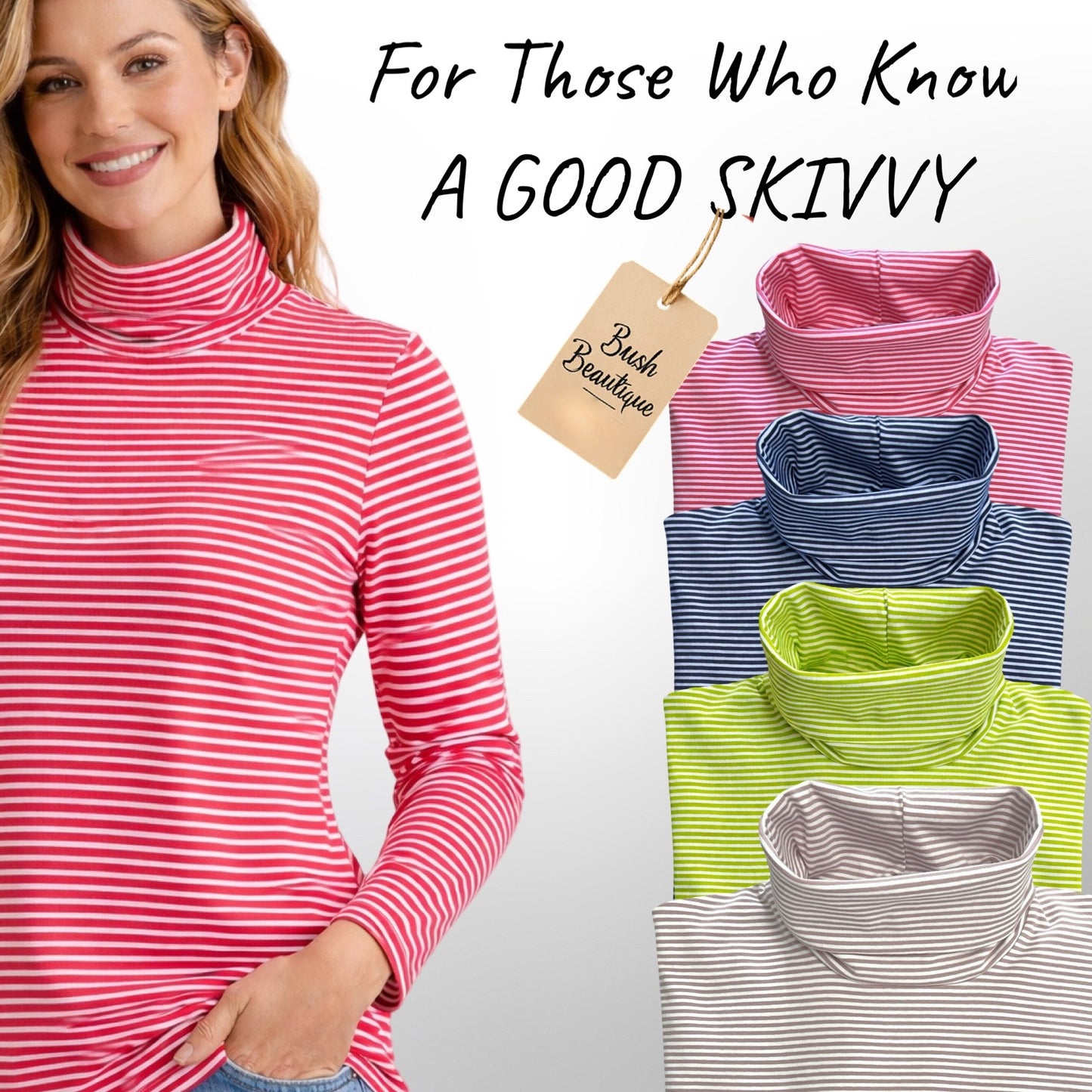 Beige stripe roll neck Skivvy