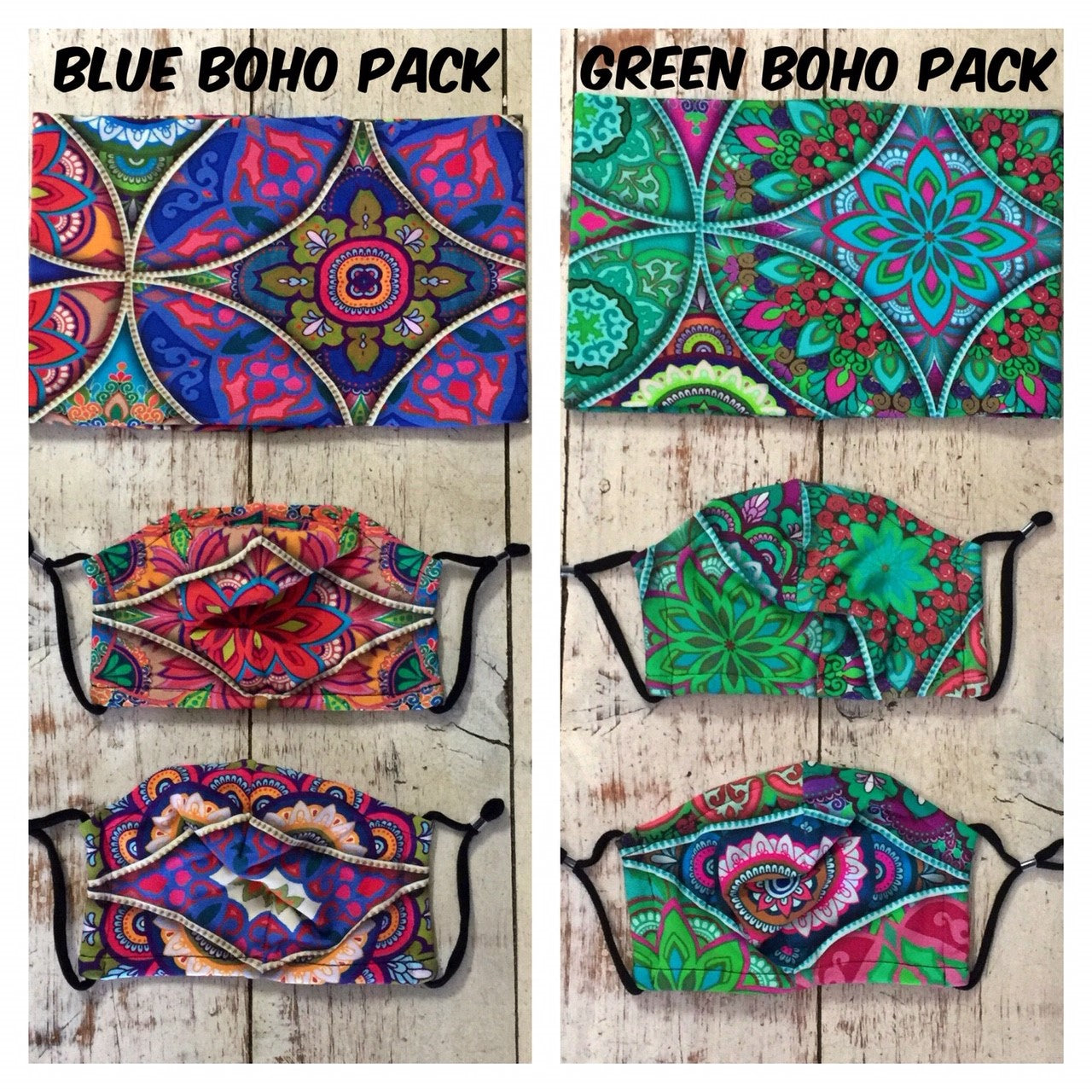 2 Pack face masks with 1 matching BushBand