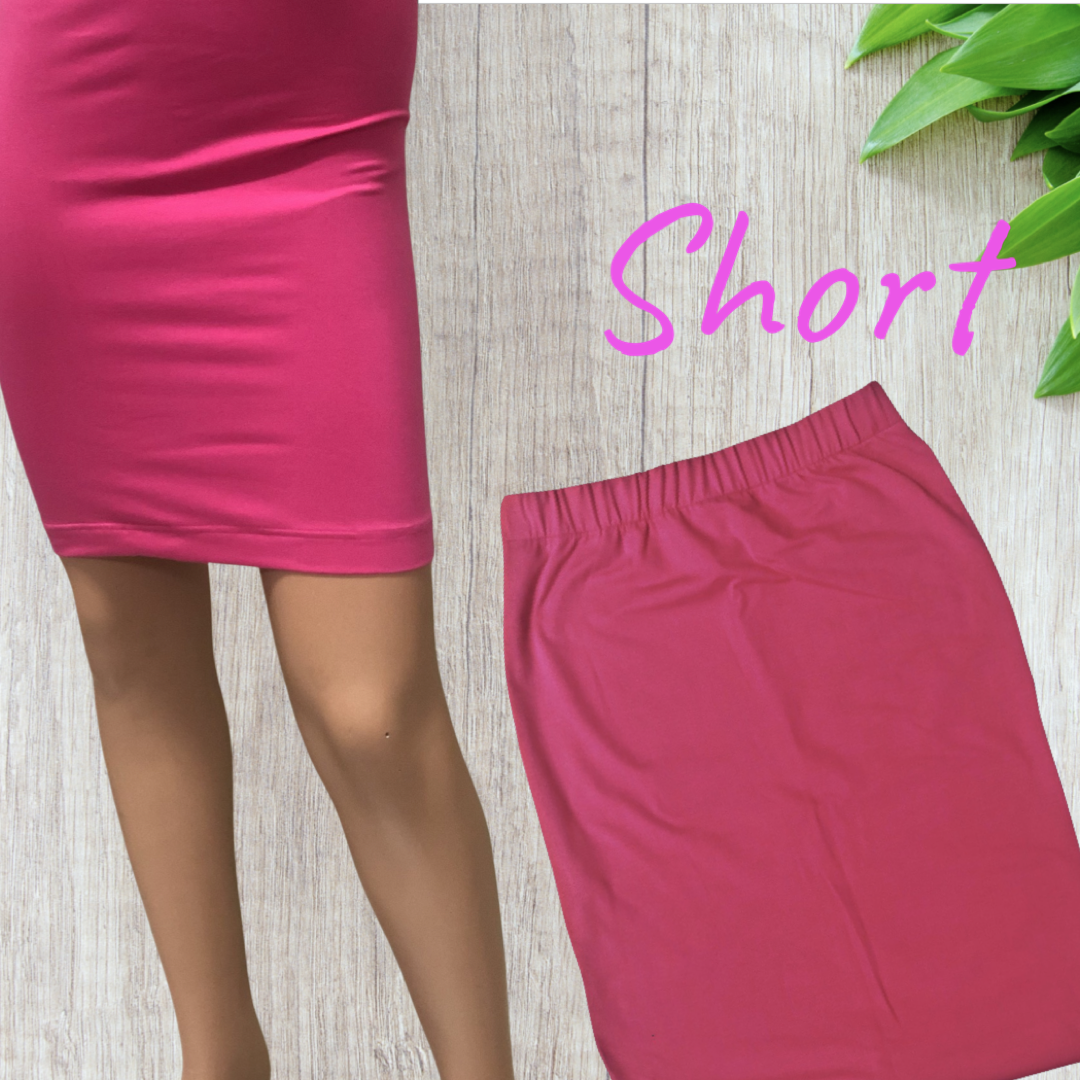 Cotton Lycra Tube Skirt Fucshia