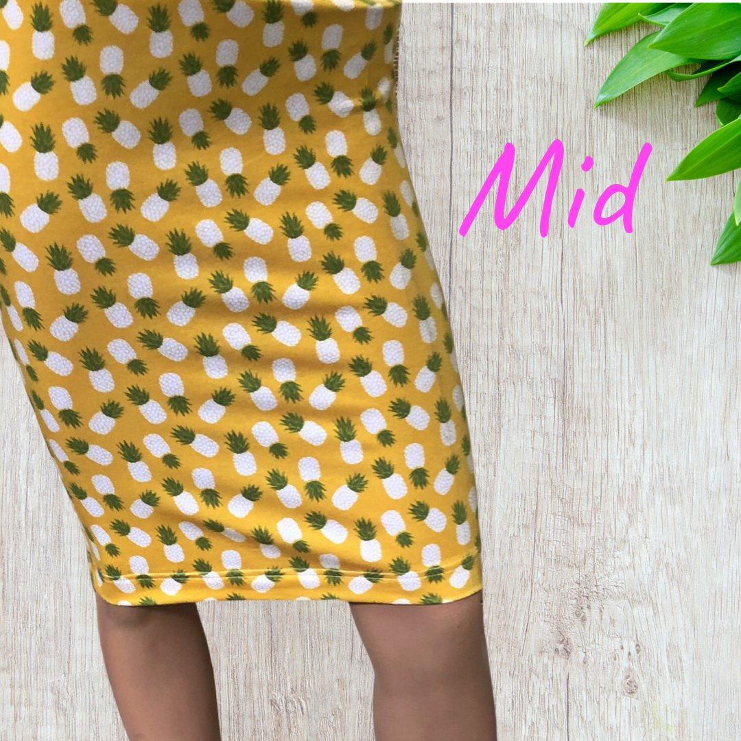 Cotton Lycra Tube Skirt Pineapple