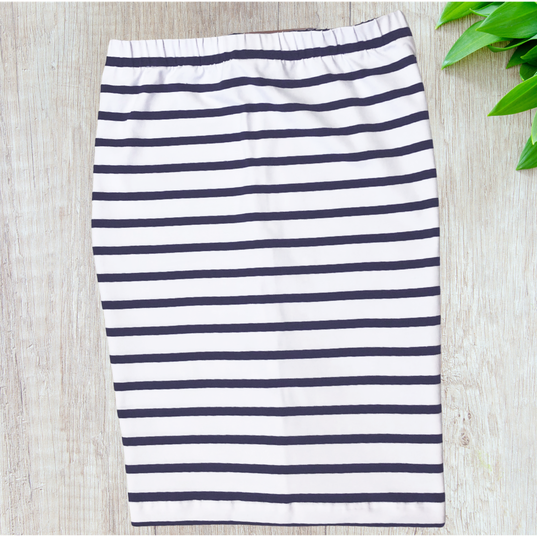 Cotton Lycra Tube Skirt White @ Navy Stripe