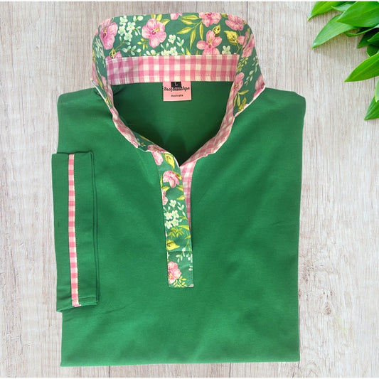 Emerald Rose Short Sleeve Polo Top