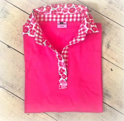 Hot Pink Short Sleeve Polo Top