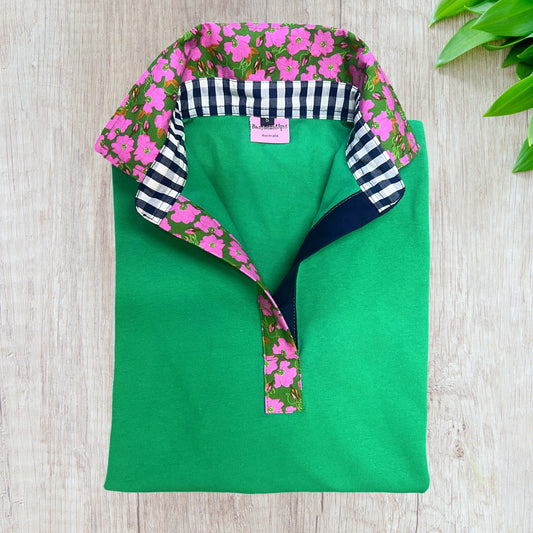 Emerald Check Rose Short Sleeve Polo Top