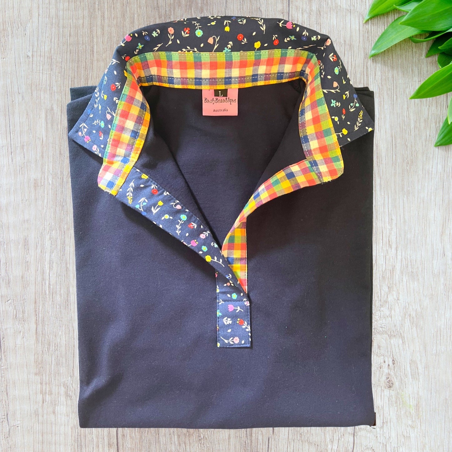 Navy Wildflower Short Sleeve Polo Top