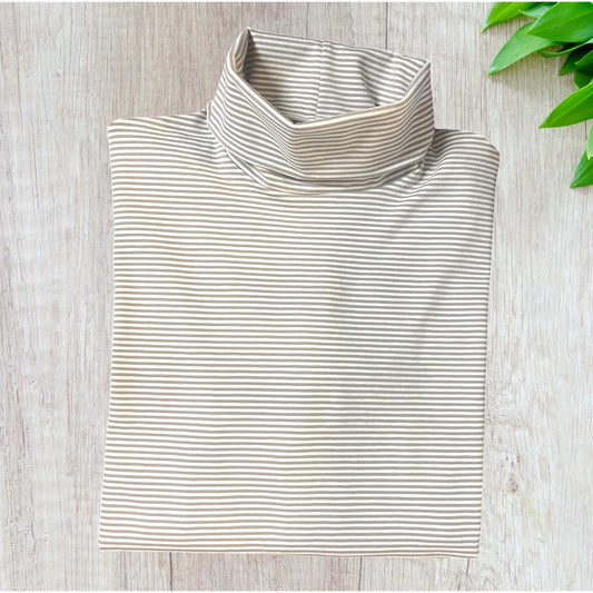 Beige fine stripe Roll Neck Skivvy