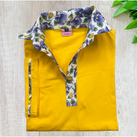 Sunshine pansy Short Sleeve Polo Top