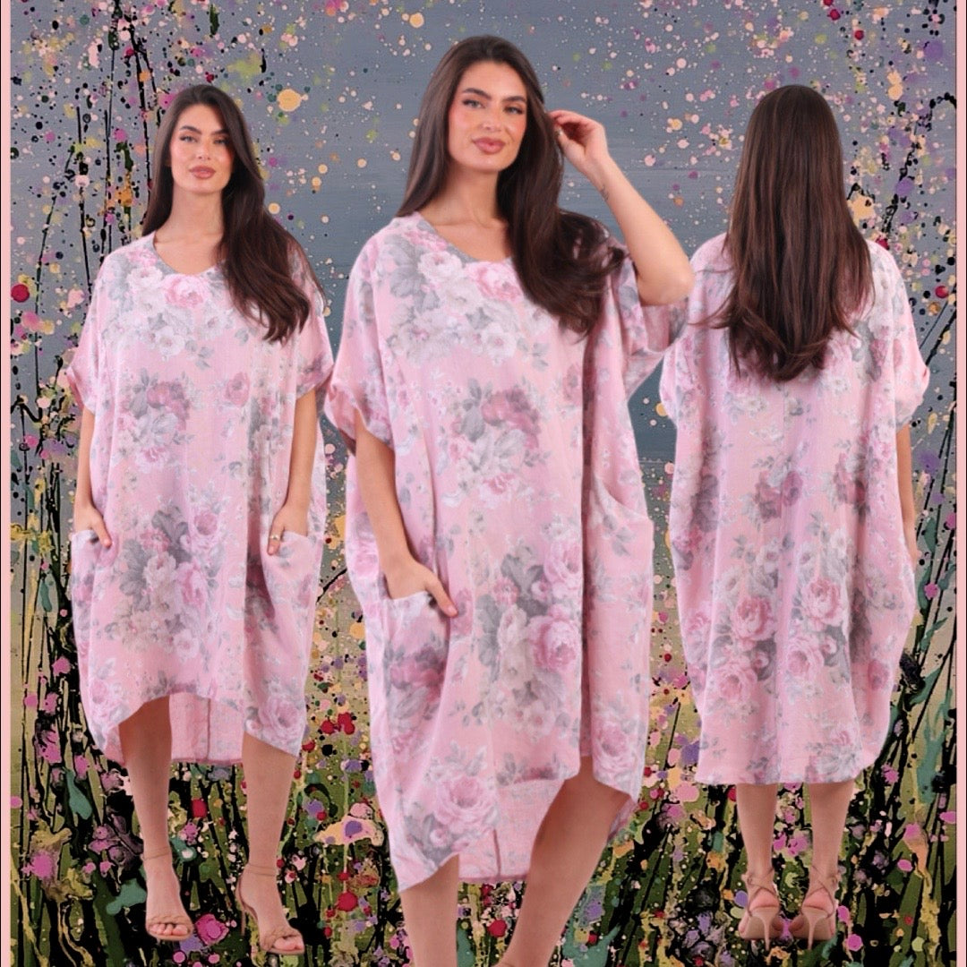 Genius oversized Antique Rose Linen Dress