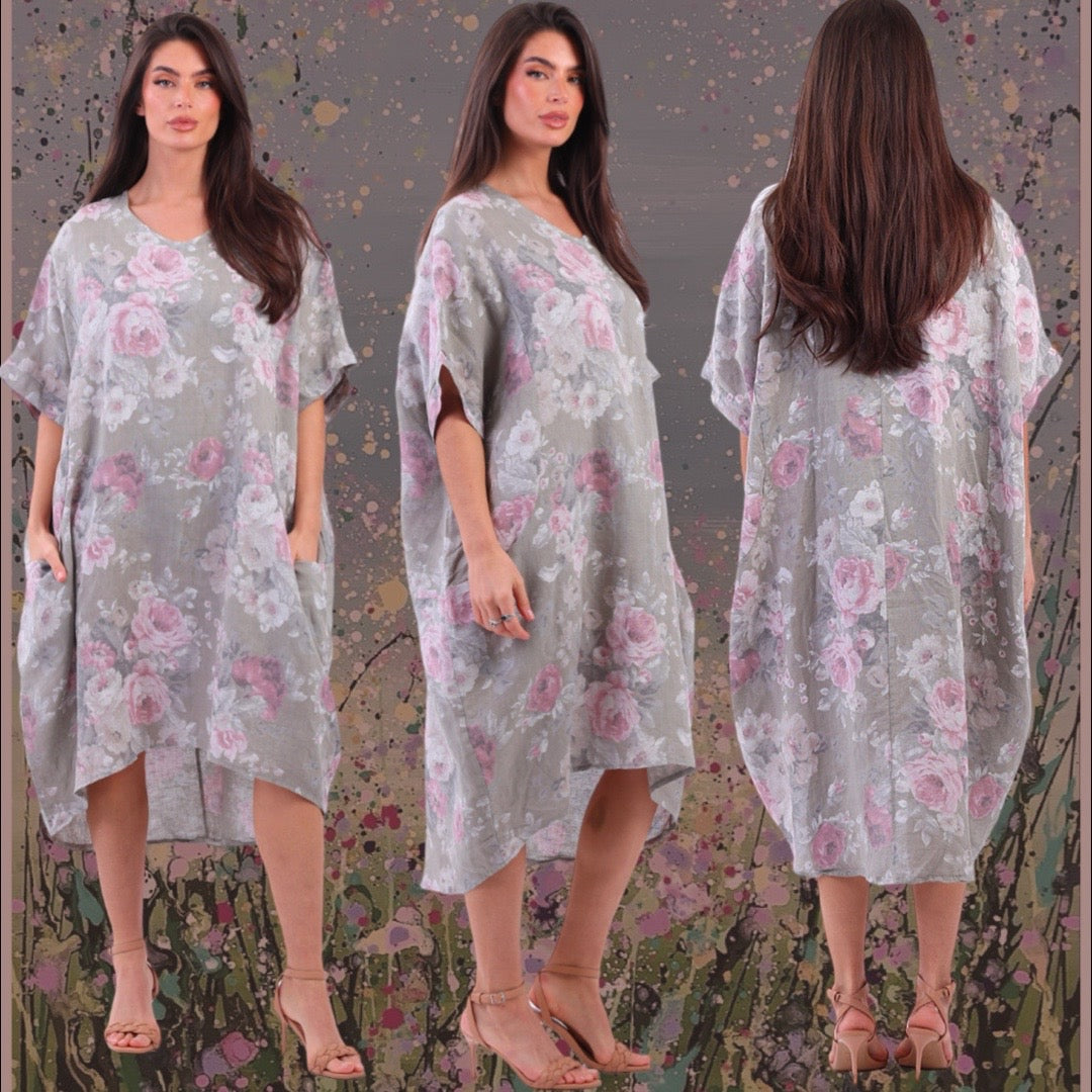 Genius oversized Antique Rose Linen Dress