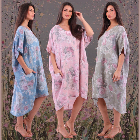 Genius oversized Antique Rose Linen Dress