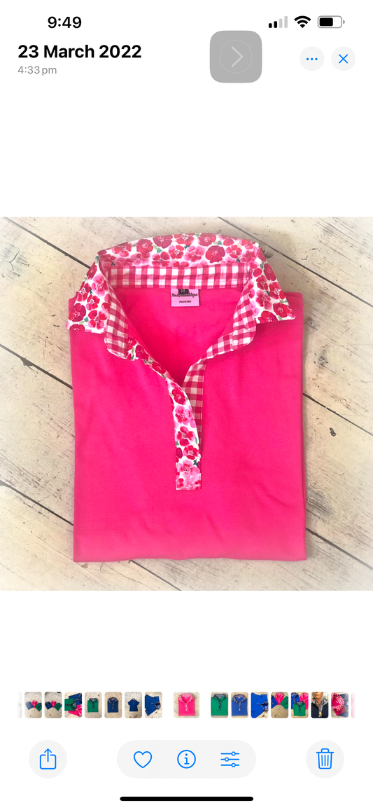 Hot Pink Short Sleeve Polo Top