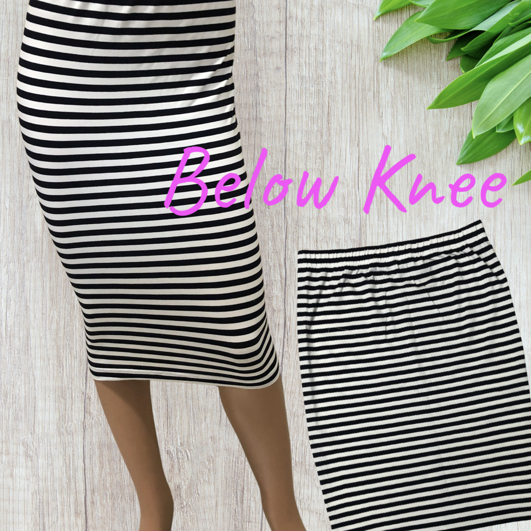 Cotton Lycra Tube Skirt Black and White Stripe – Bush Beautique