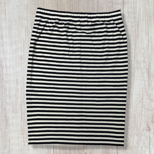 Cotton Lycra Tube Skirt Black and White Stripe