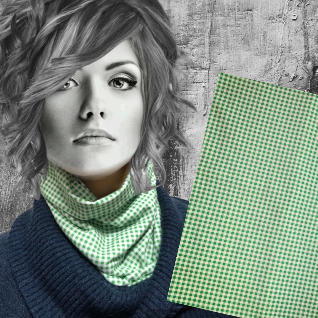 Green Gingham Magic Skivvy Neck